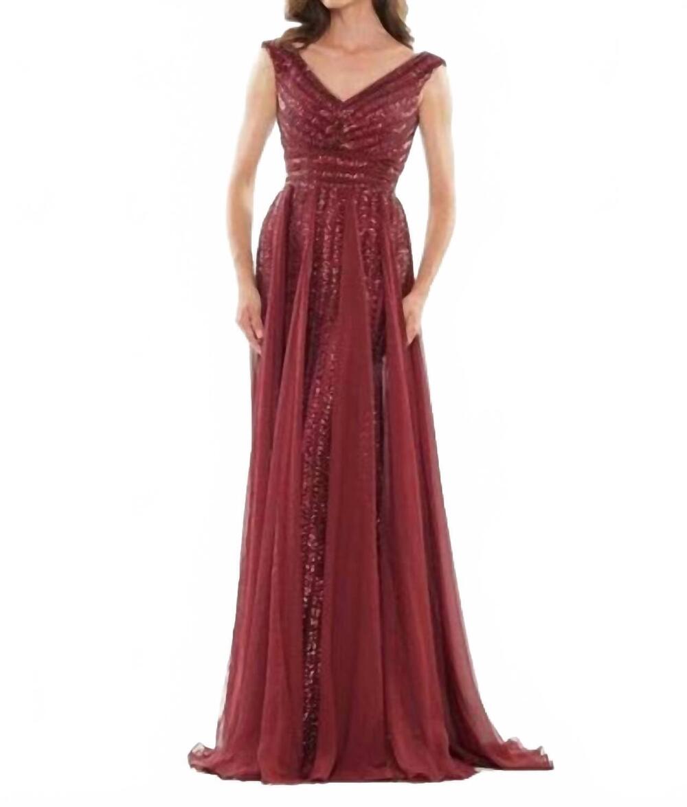 NEW MARSONI BY COLORS mother of the bride dress long gown in burgundy